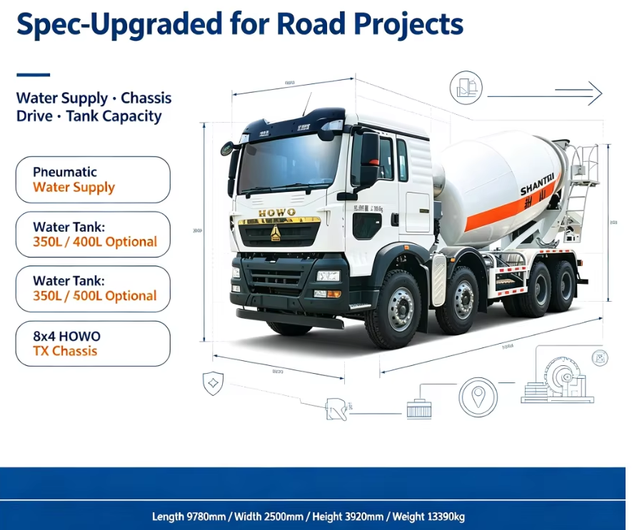 Xe tải trộn bê tông 8cbm C610 với MAN T5G Cab Weichai Động cơ 8x4 cho xây dựng