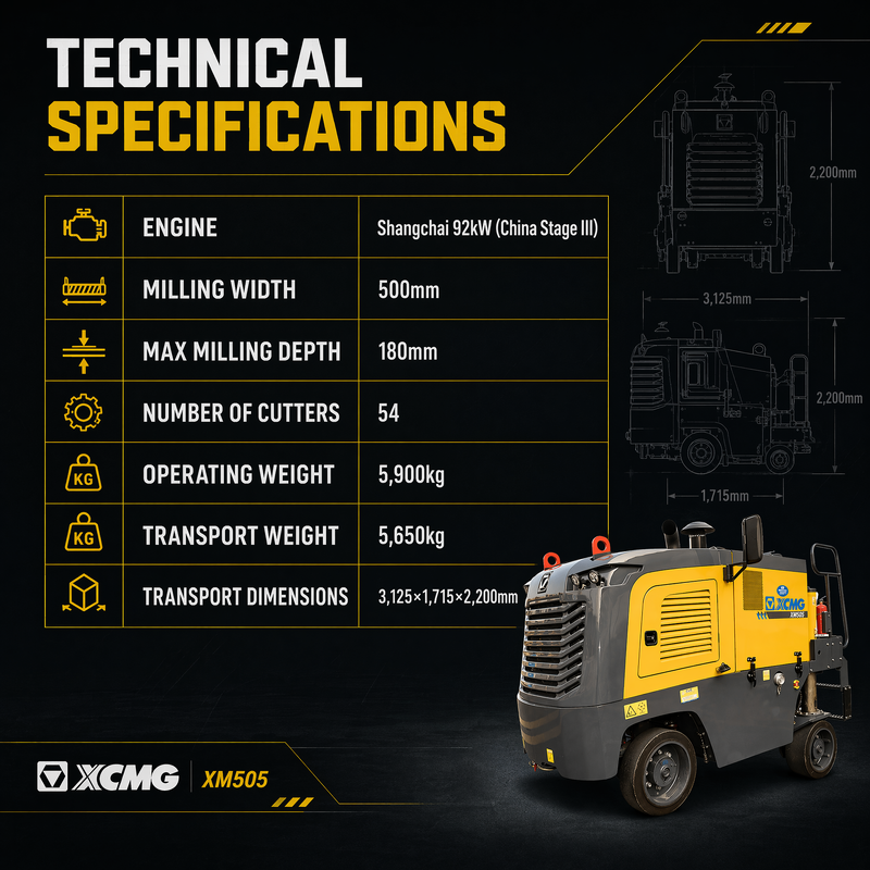 XM505 Máy xay vỉa hè đường nhựa Bảo trì đường Máy xay lạnh để sửa chữa đường cao tốc đô thị